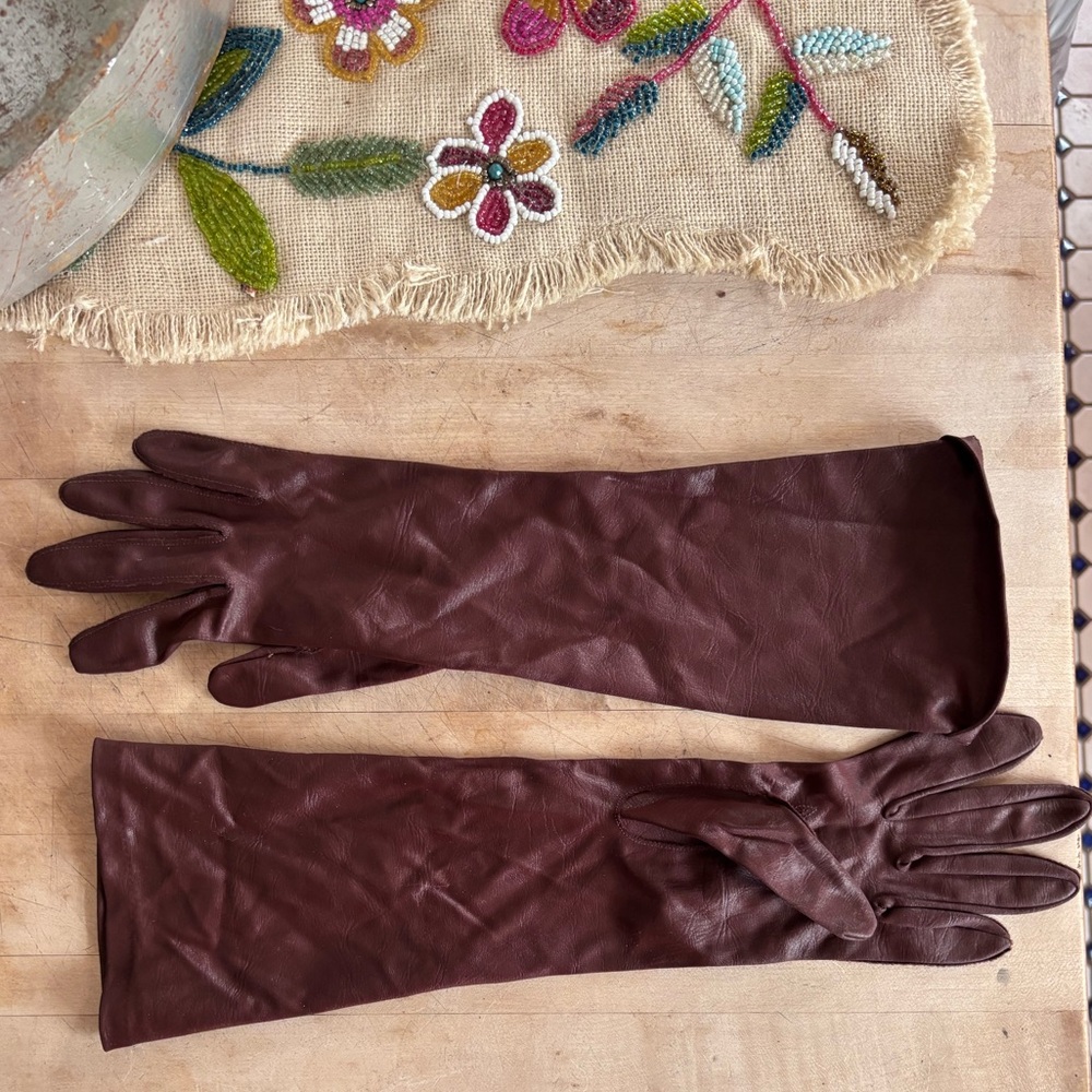 VAN RAATLE VINTAGE SIZE 7 Long Brown nylon Gloves (C5526)